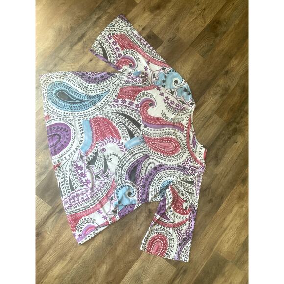 Susan Graver Paisley Round Neck Bell Sleeve Top Womens 1X - Picture 9 of 9